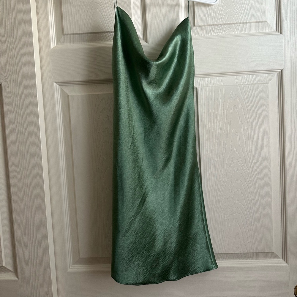 Elegant Green Satin Slip Dress